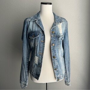 Distressed Blue Jean Denim Jacket - M